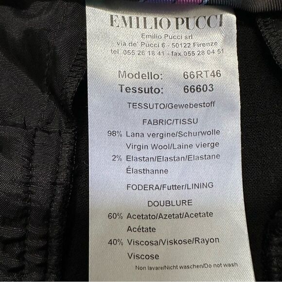 Emilio Pucci Black Stretch Wool Trousers Sz 12 - Picture 8 of 13